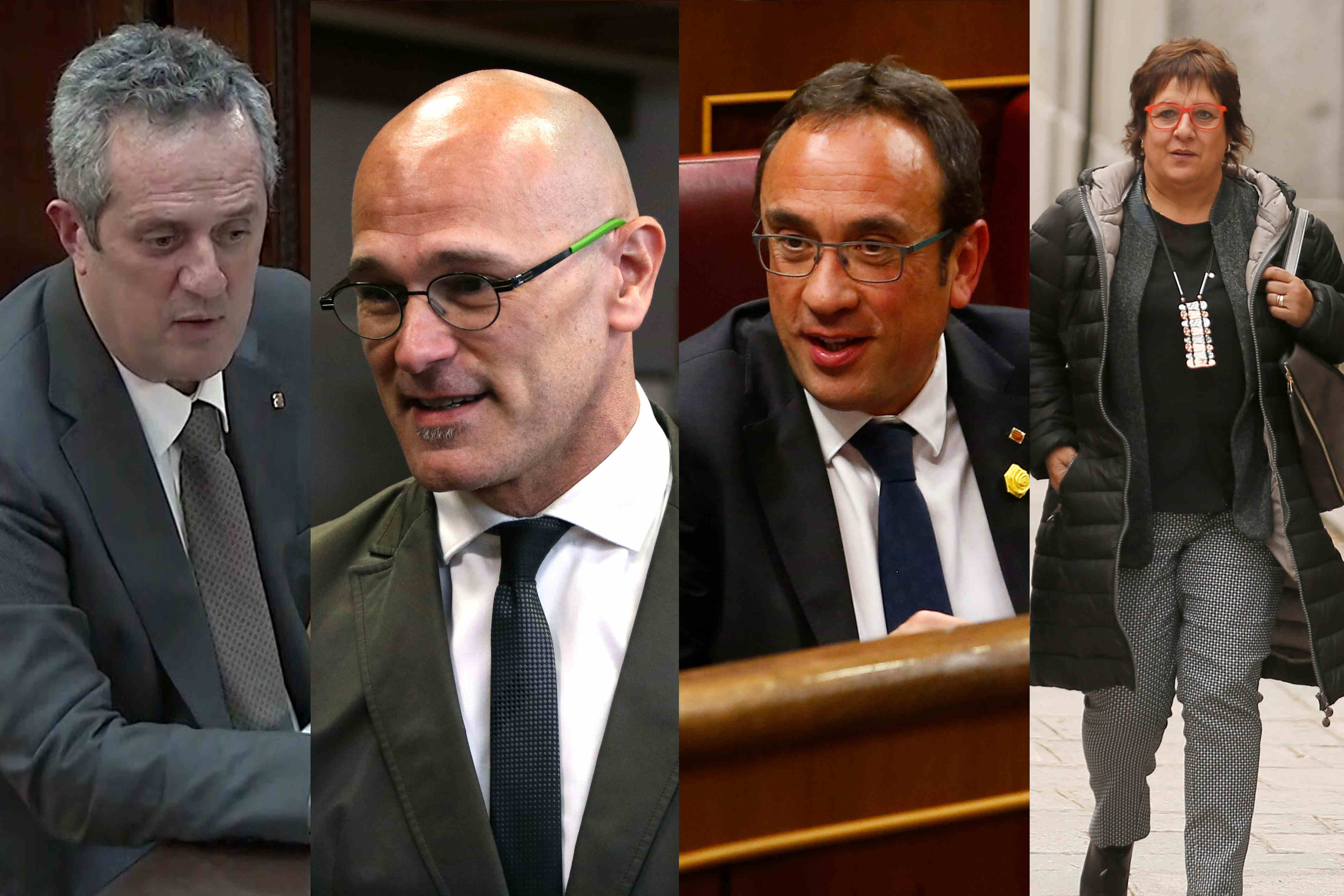 Jailed Catalan leaders Quim Forn, Raül Romeva, Josep Rull, and Dolors Bassa (by ACN)